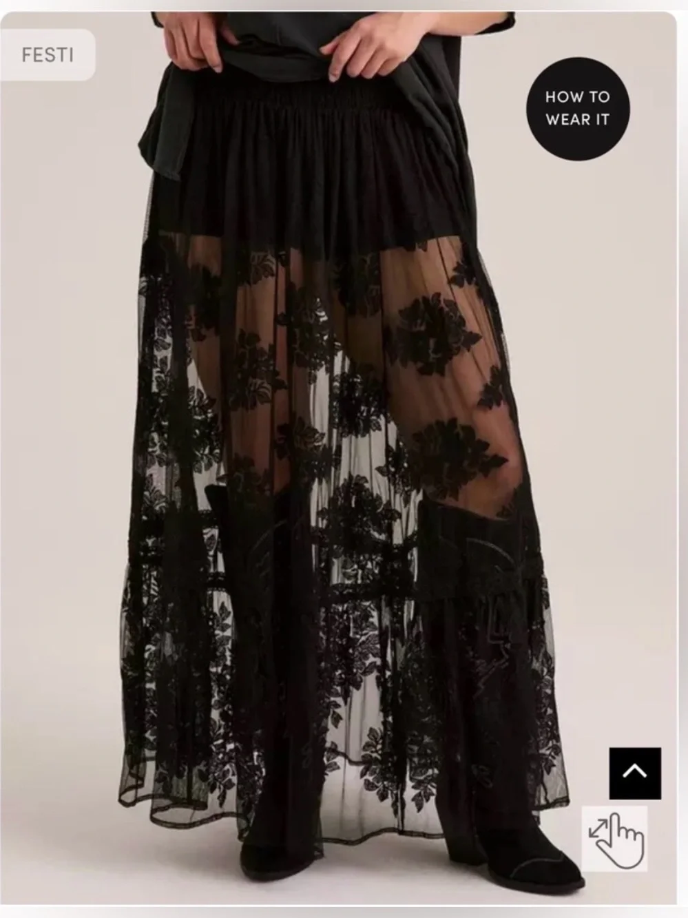 NWT Torrid Festi Black Lace Unlined Maxi Skirt 0X
